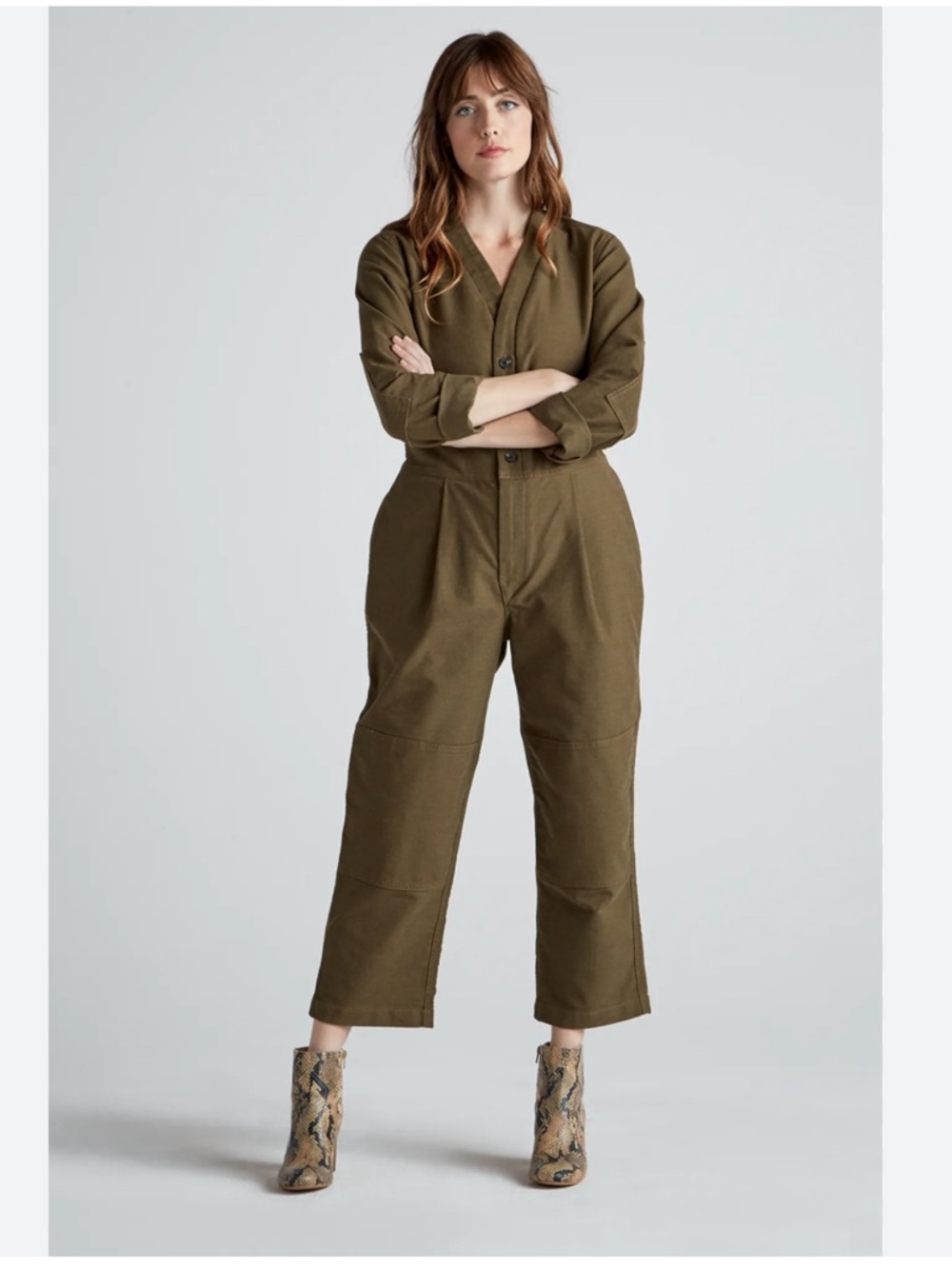 Lucky Brand Olive Green Utility Coverall Jumpsuit